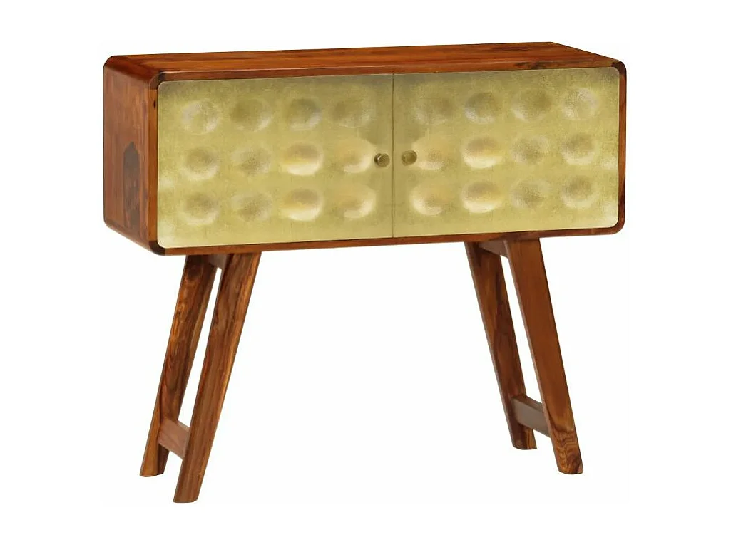 Commode 2 portes sesham massif foncé et métal doré Sytranel