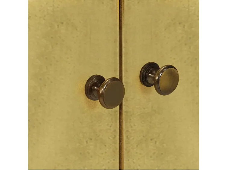 Commode 2 portes sesham massif foncé et métal doré Sytranel