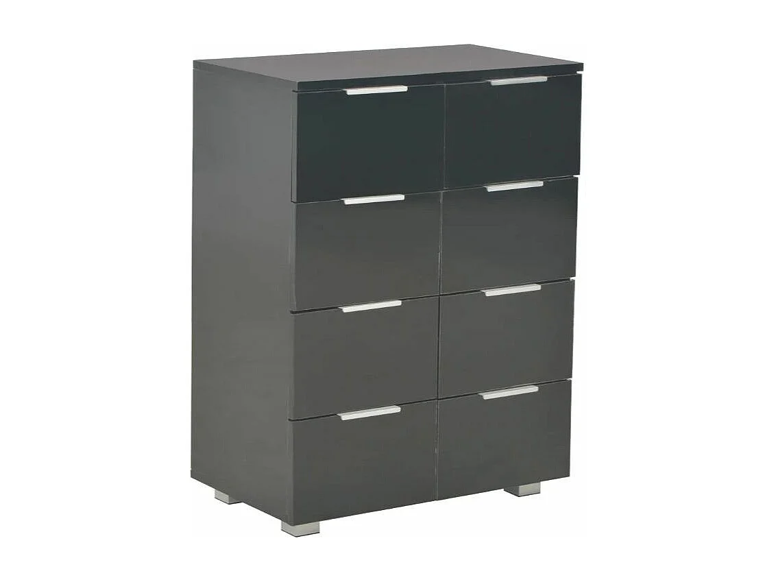 Commode 8 tiroirs bois noir brillant Bella