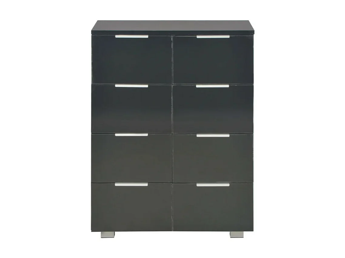 Commode 8 tiroirs bois noir brillant Bella