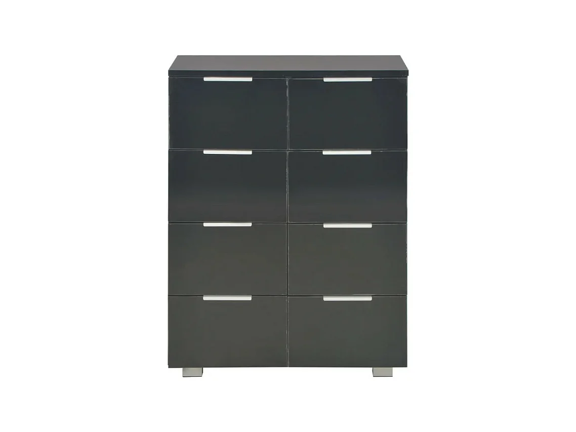 Commode 8 tiroirs bois noir brillant Bella