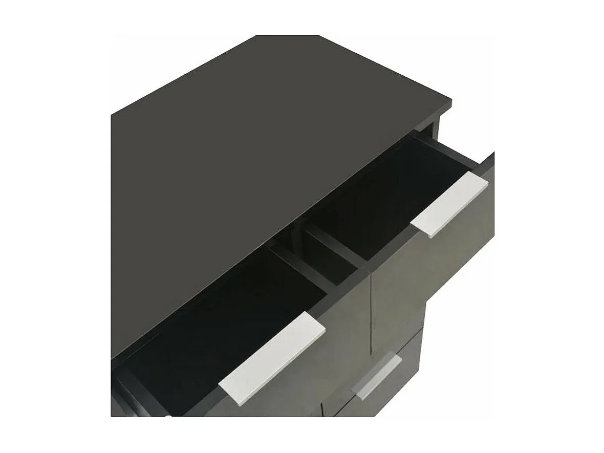 Commode 8 tiroirs bois noir brillant Bella