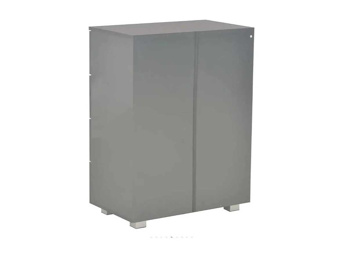 Commode 8 tiroirs bois gris brillant Bella