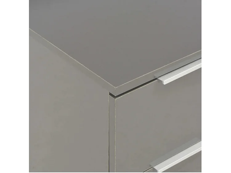 Commode 8 tiroirs bois gris brillant Bella