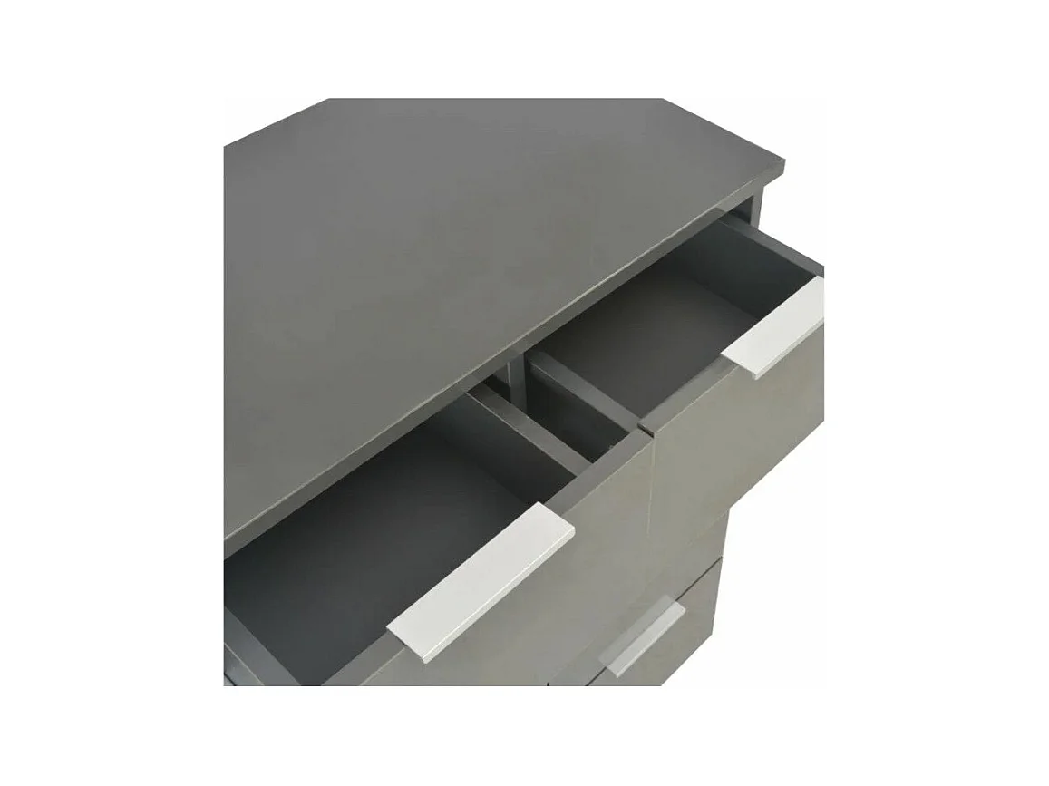 Commode 8 tiroirs bois gris brillant Bella