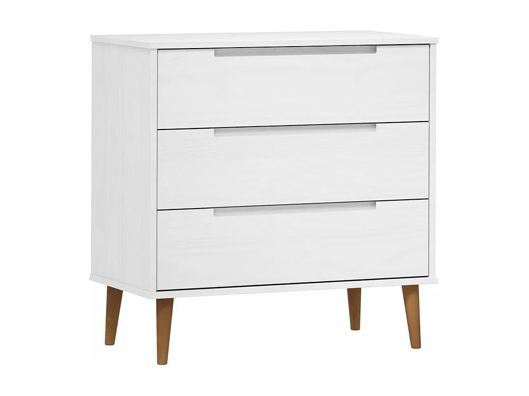 Commode MOLDE Blanc 80x40x80 Bois de pin massif