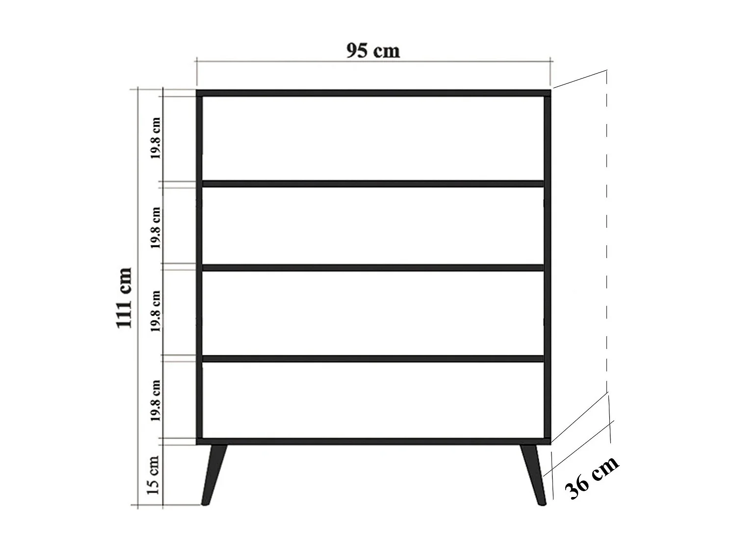 Meuble de rangement 4 portes en bois clair à lamelles Kiza 729