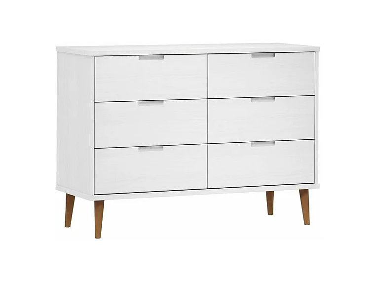 Commode MOLDE Blanc 113x40x80 Bois de pin massif