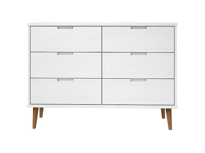 Commode MOLDE Blanc 113x40x80 Bois de pin massif