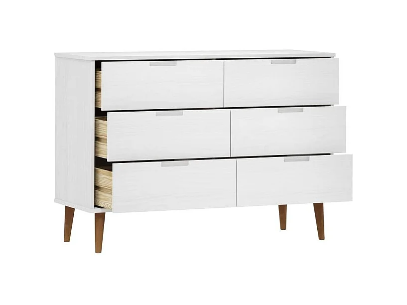 Commode MOLDE Blanc 113x40x80 Bois de pin massif
