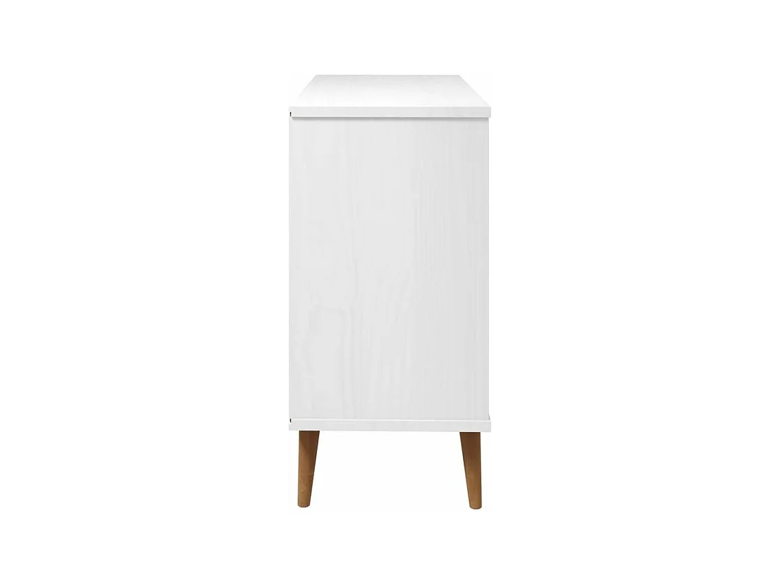 Commode MOLDE Blanc 113x40x80 Bois de pin massif