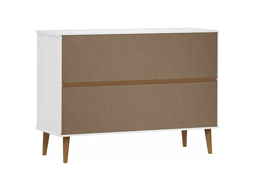 Commode MOLDE Blanc 113x40x80 Bois de pin massif