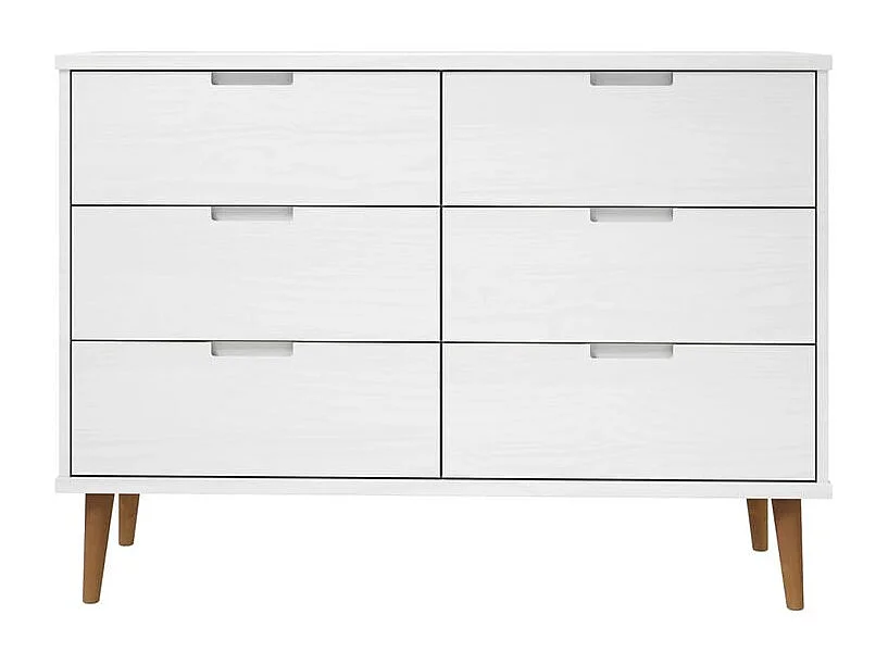 Commode MOLDE Blanc 113x40x80 Bois de pin massif