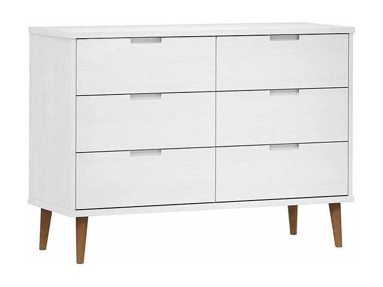 Commode MOLDE Blanc 113x40x80 Bois de pin massif