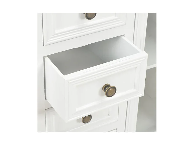 Commode 2 portes 4 tiroirs pin massif blanc Frenchy