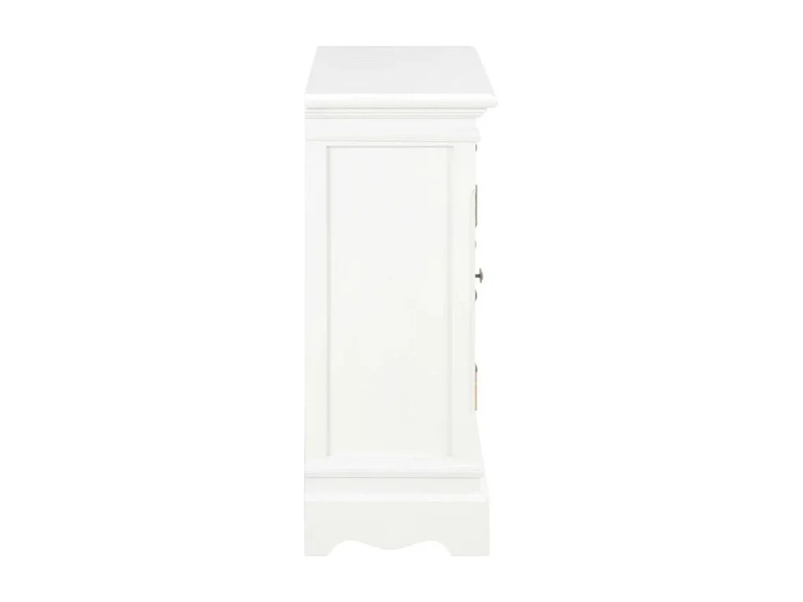 Commode 2 portes 4 tiroirs pin massif blanc Frenchy