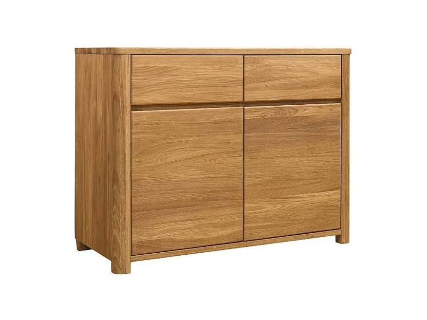 Commode en chêne massif 2 tiroirs 2 portes Eliza 102cm
