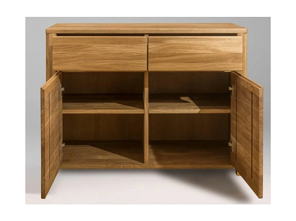 Commode en chêne massif 2 tiroirs 2 portes Eliza 102cm