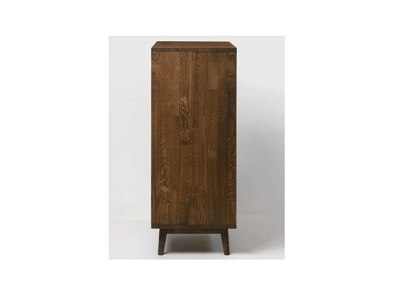 Commode haute en chêne massif naturel et marron 2 portes 2 tiroirs Thayla 80cm