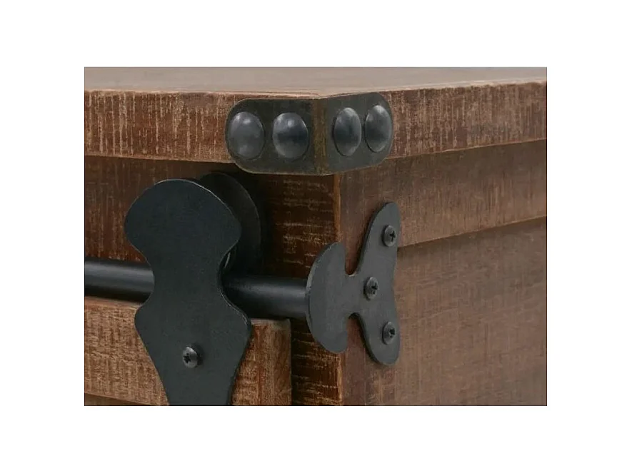 Commode 1 porte 3 tiroirs pin massif foncé Cassie