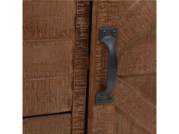 Commode 1 porte 3 tiroirs pin massif foncé Cassie