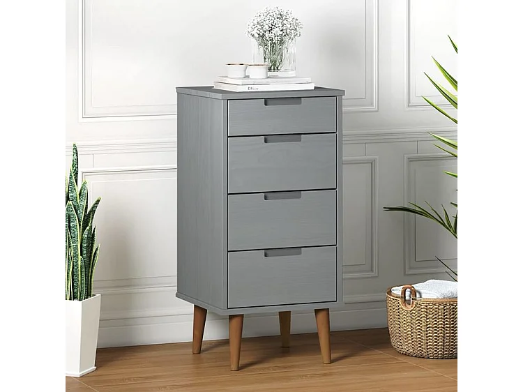 Commode MOLDE Gris 40x35x82 Bois de pin massif