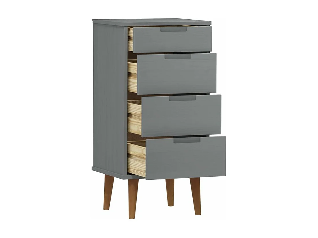 Commode MOLDE Gris 40x35x82 Bois de pin massif