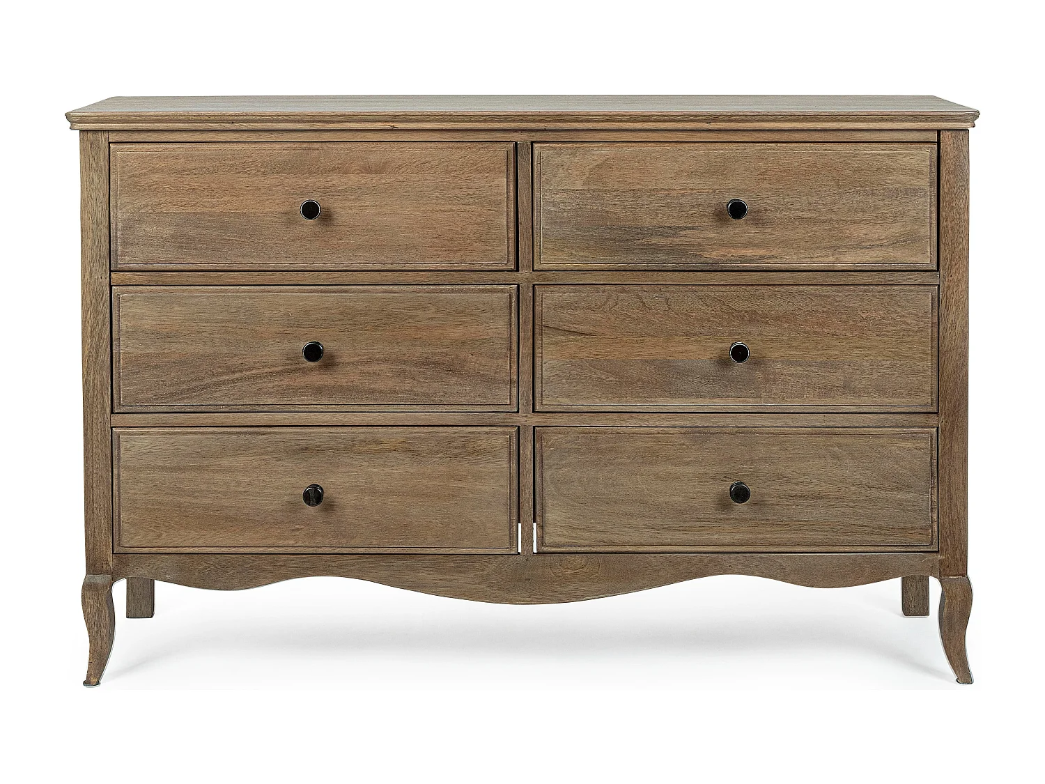 Commode 6 tiroirs bois de manguier massif finition naturelle Domika 125cm