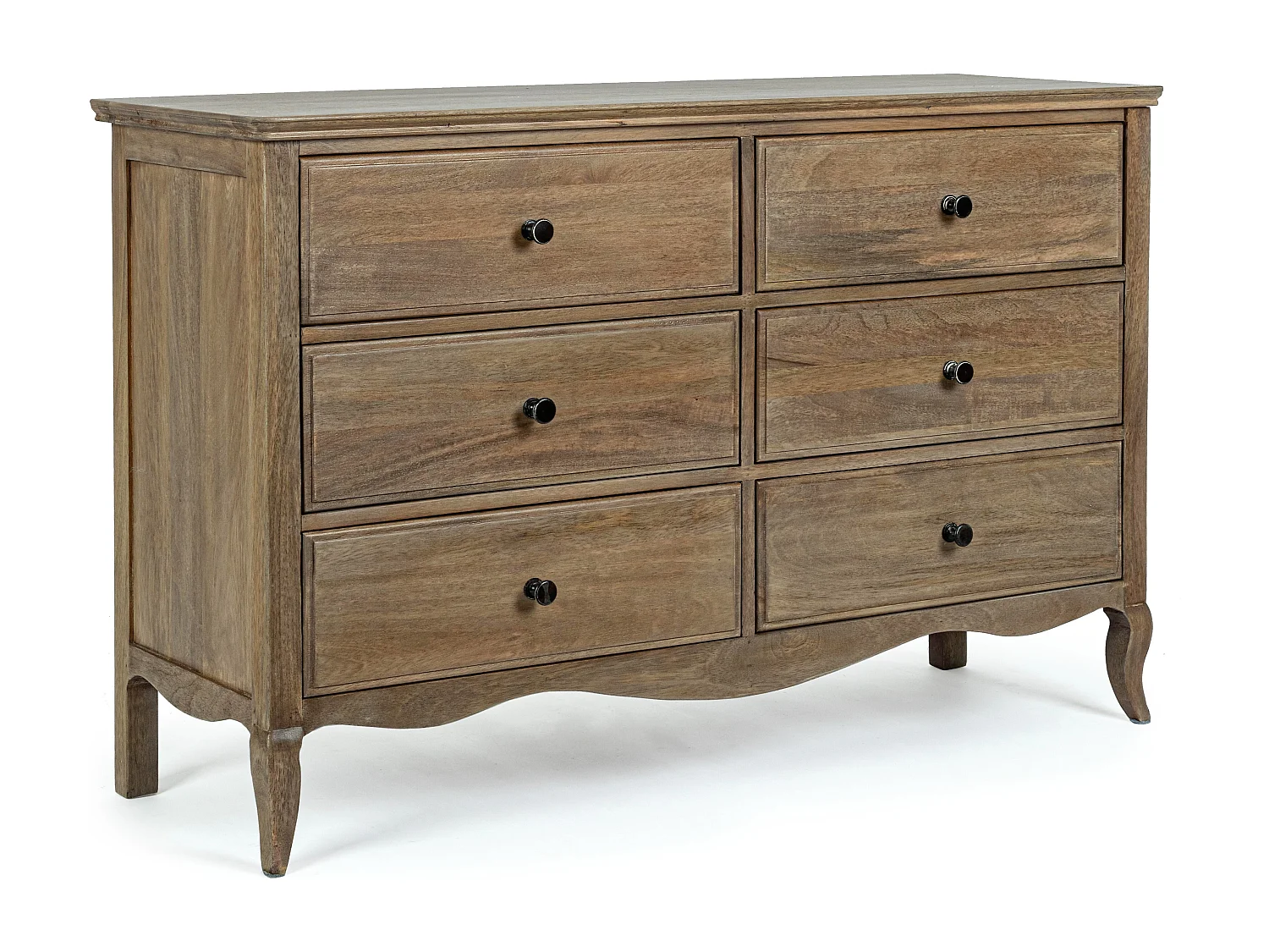Commode 6 tiroirs bois de manguier massif finition naturelle Domika 125cm