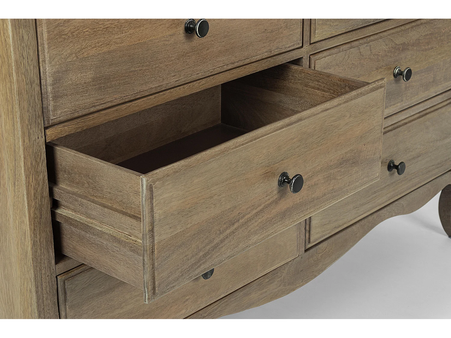 Commode 6 tiroirs bois de manguier massif finition naturelle Domika 125cm