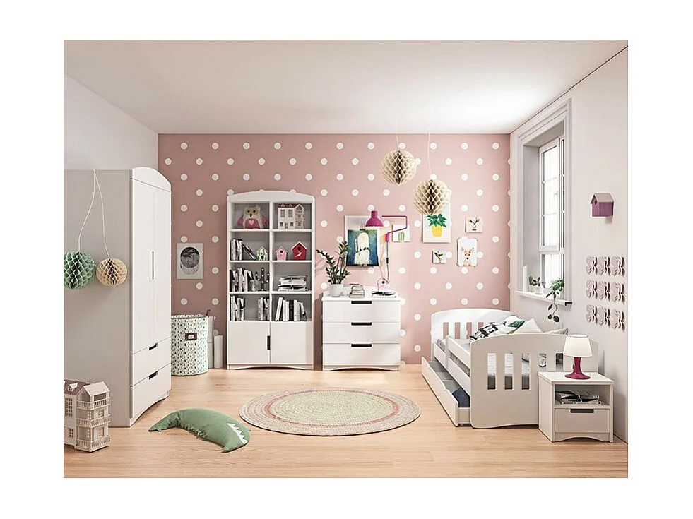 Commode enfant blanche 3 tiroirs Klaky 80cm