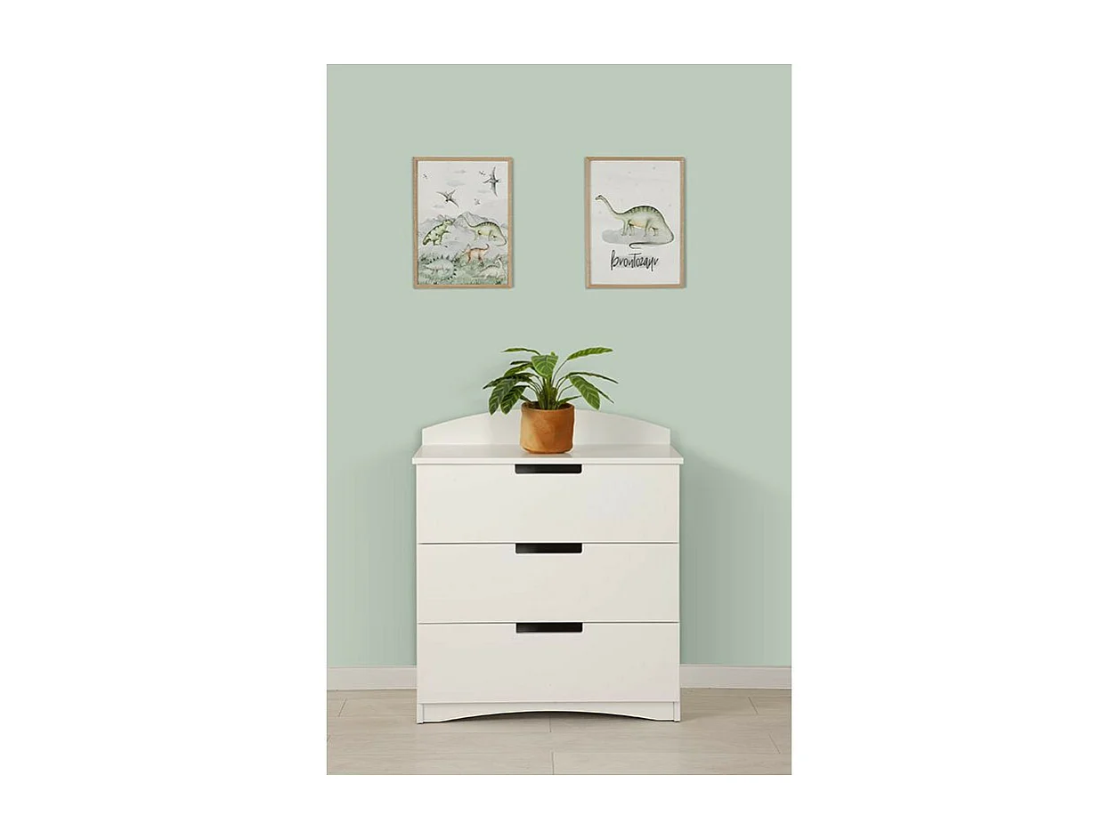 Commode enfant blanche 3 tiroirs Klaky 80cm