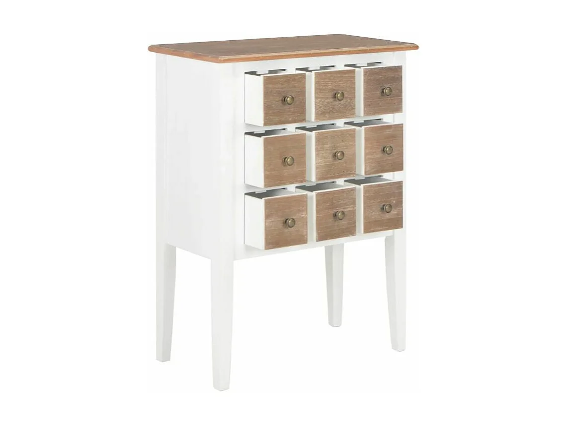 Commode 9 tiroirs bois massif blanc et foncé Value