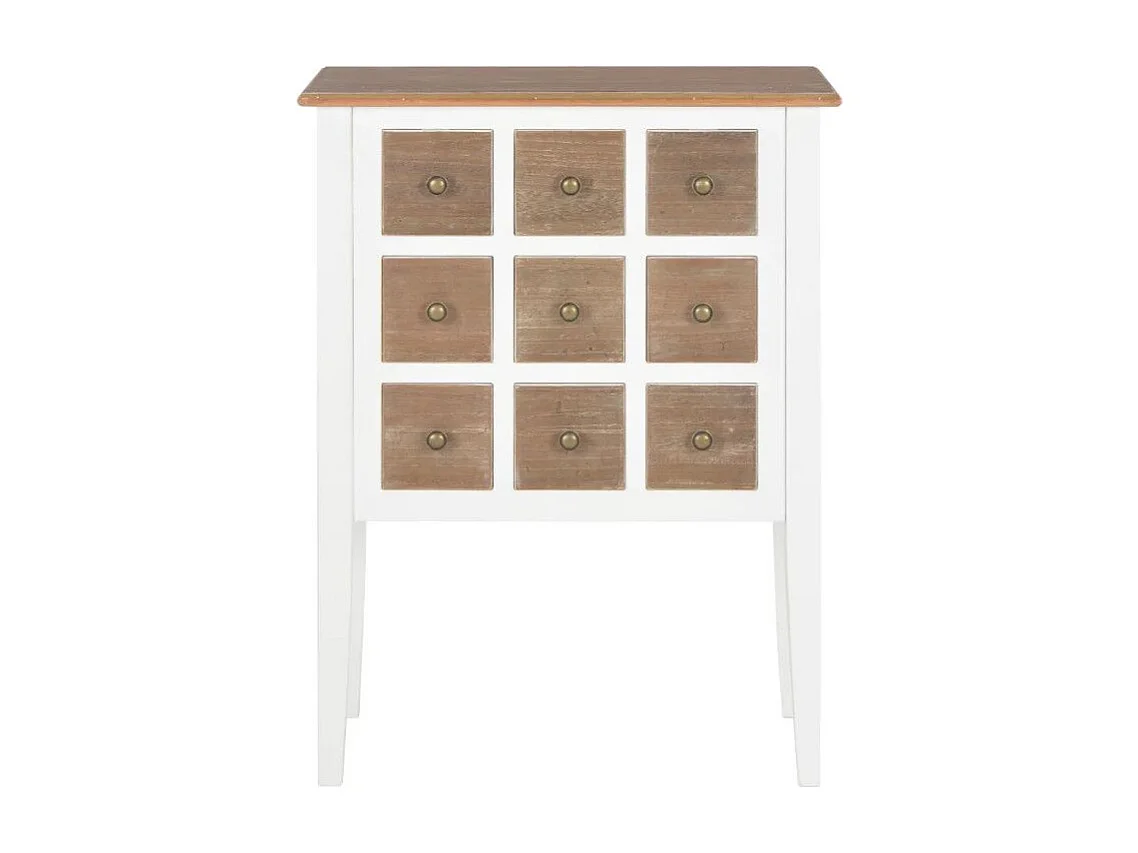 Commode 9 tiroirs bois massif blanc et foncé Value