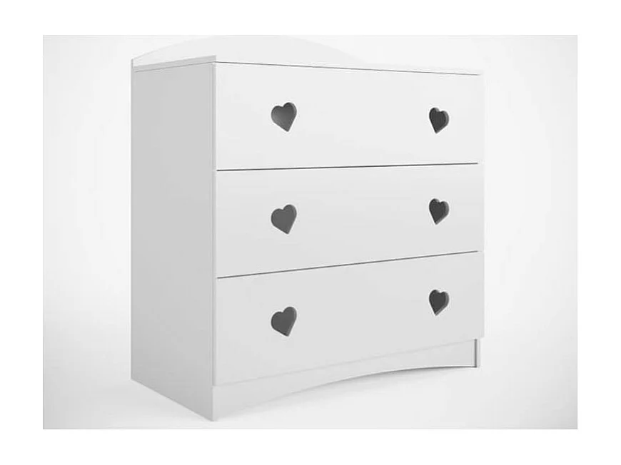 Witte kinderladekast versierd met hartjes 3 lades Myra