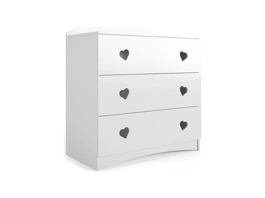 Commode enfant blanche ornée de cœurs 3 tiroirs Myra