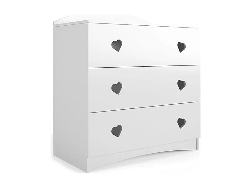 Commode enfant blanche ornée de cœurs 3 tiroirs Myra