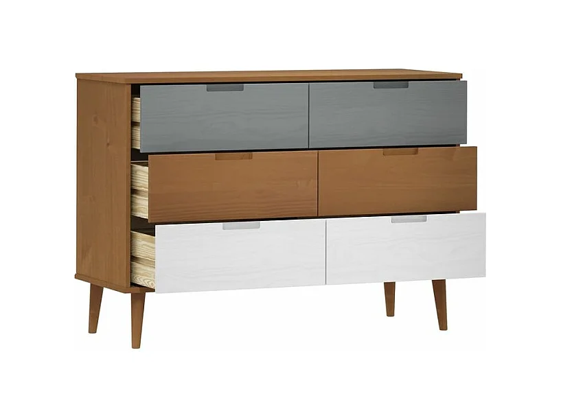 Commode MOLDE Marron 113x40x80 Bois de pin massif