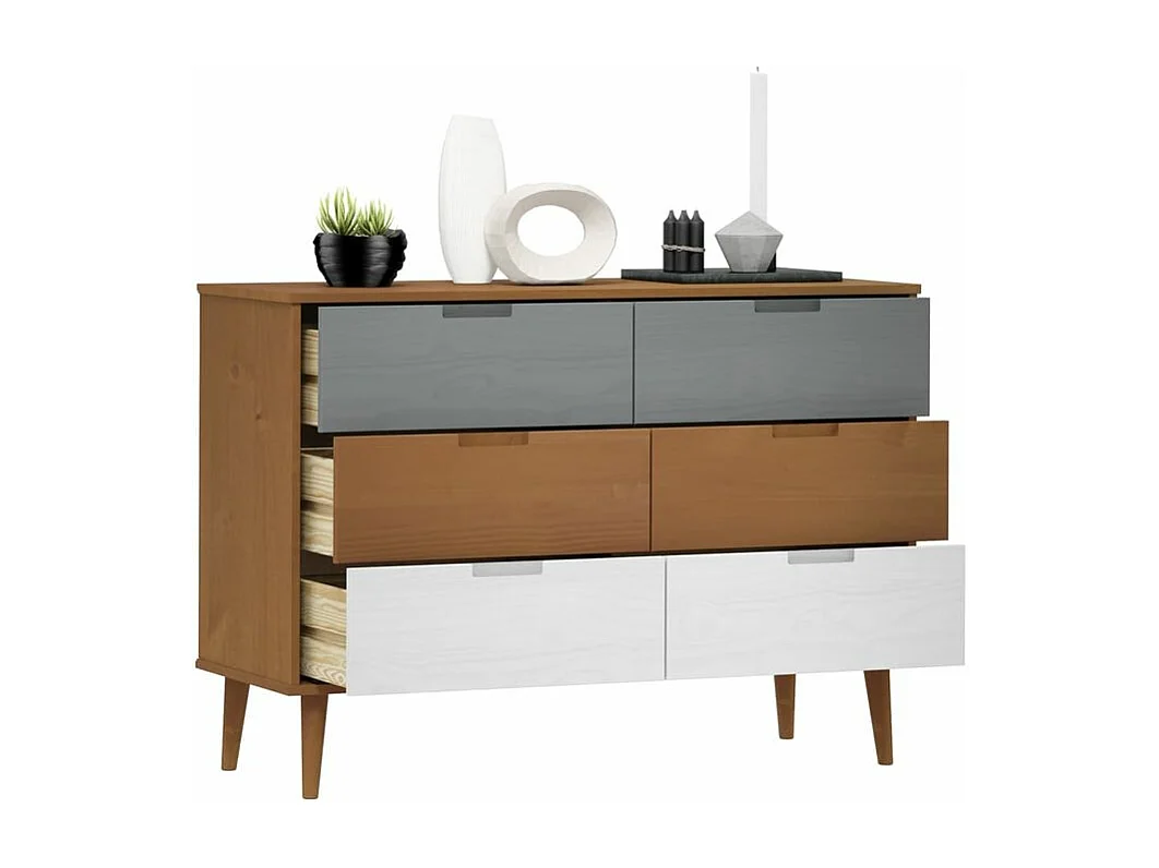 Commode MOLDE Marron 113x40x80 Bois de pin massif