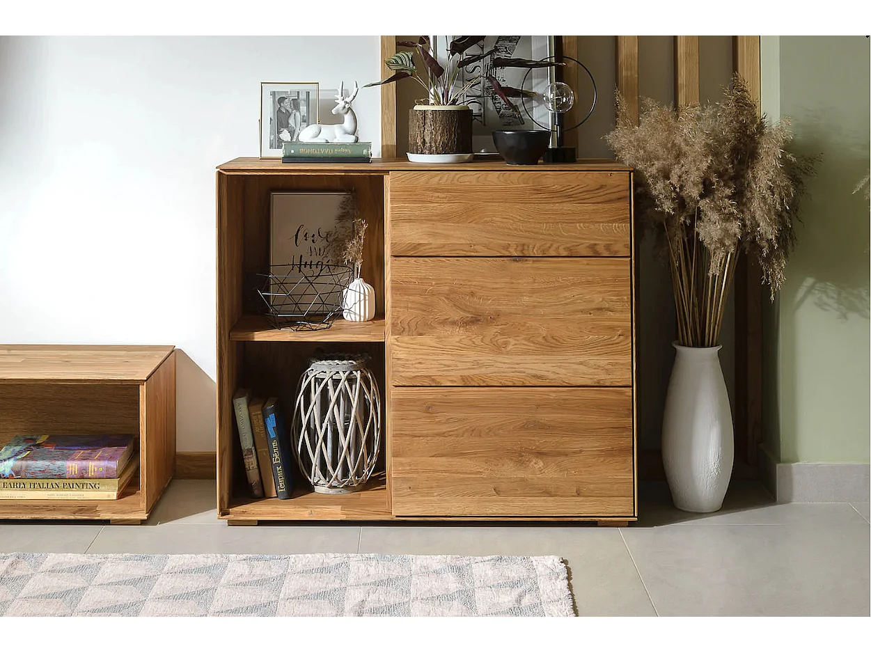 Commode en bois de chêne massif Inka 98cm