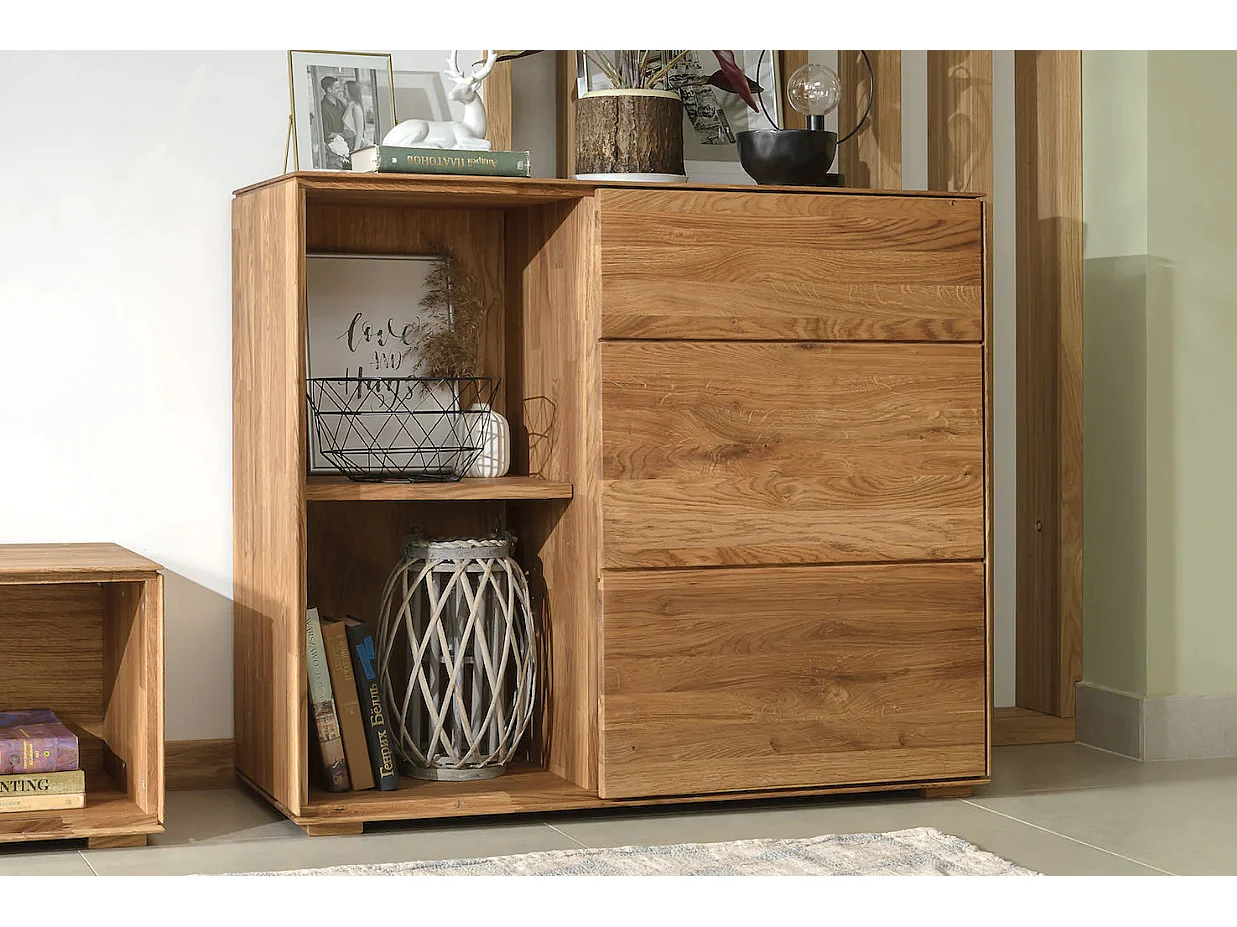 Commode en bois de chêne massif Inka 98cm