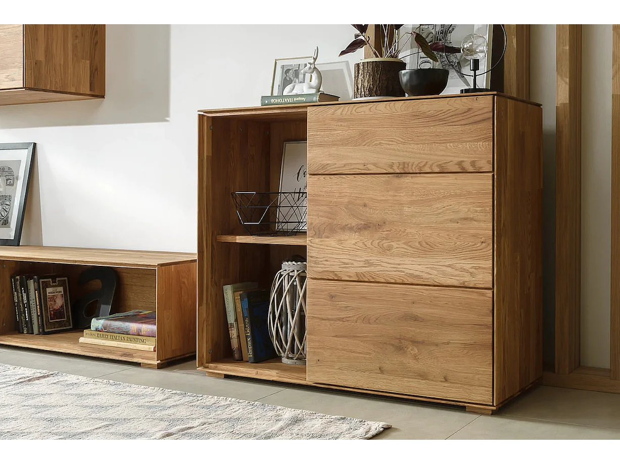 Commode en bois de chêne massif Inka 98cm