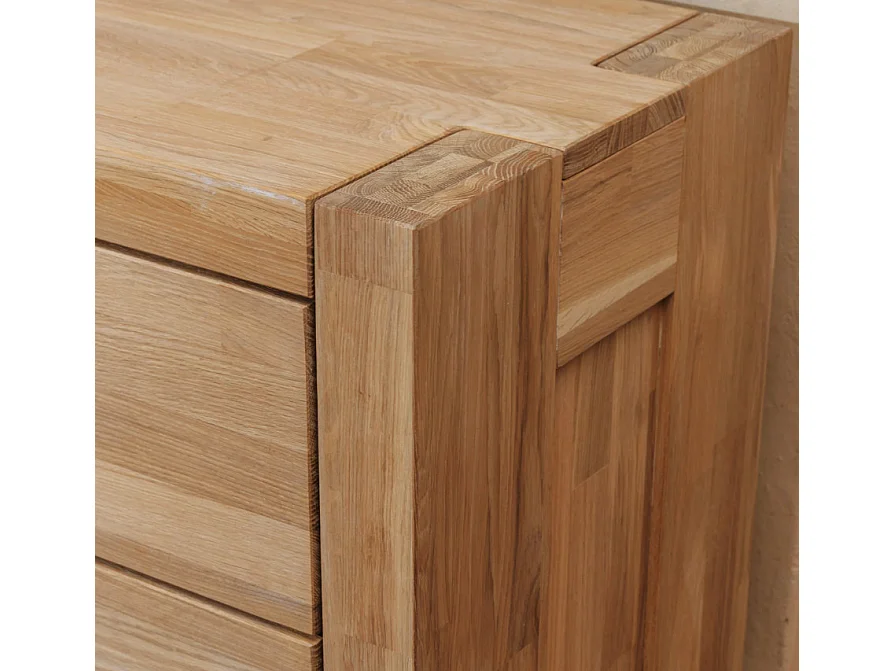 Commode en bois de chêne massif 4 tiroirs Nordo 100cm