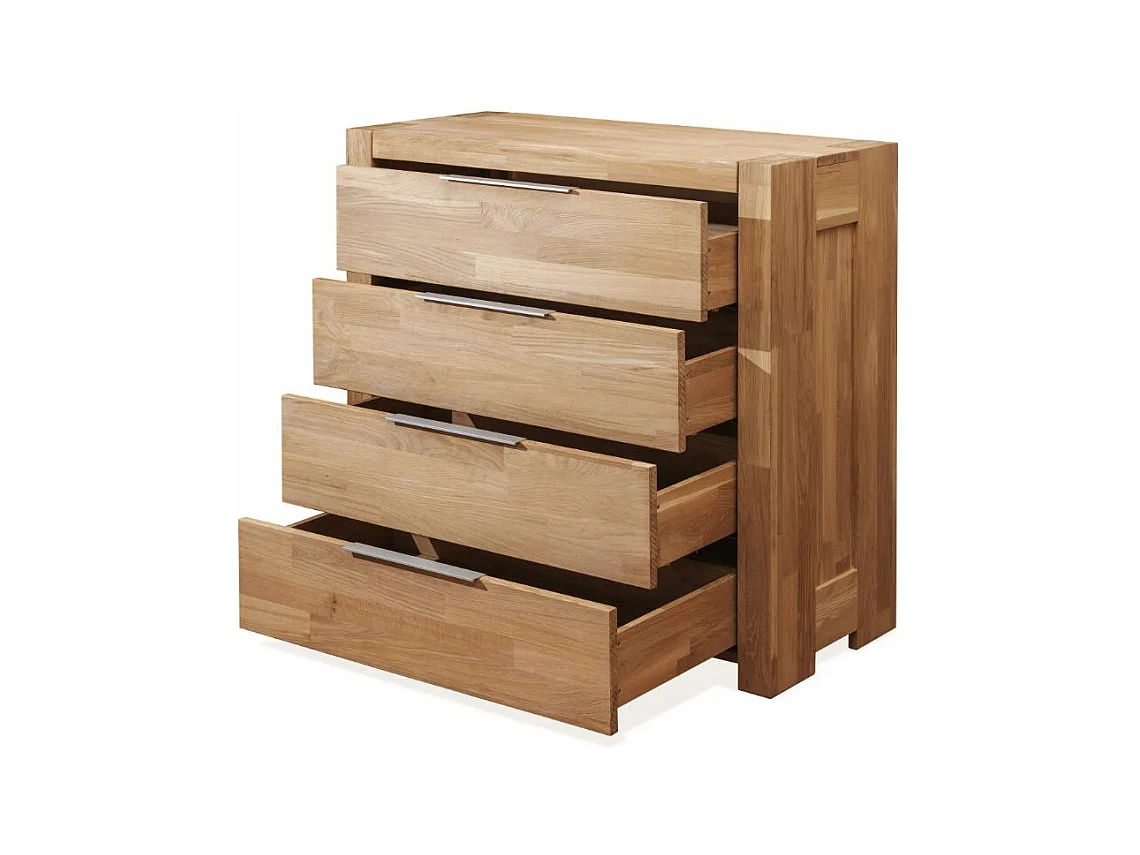 Commode en bois de chêne massif 4 tiroirs Nordo 100cm