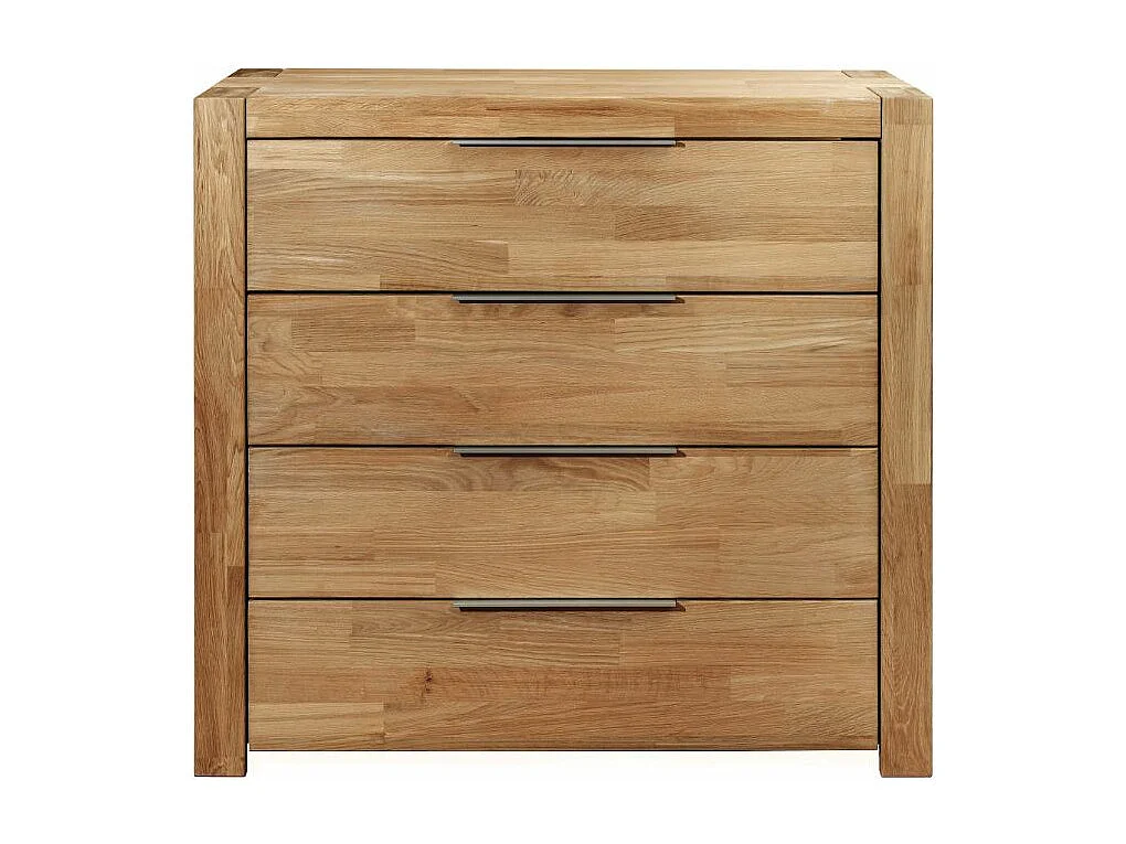 Commode en bois de chêne massif 4 tiroirs Nordo 100cm