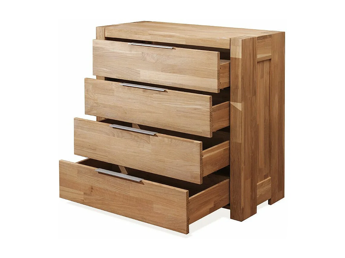 Commode en bois de chêne massif 4 tiroirs Nordo 100cm