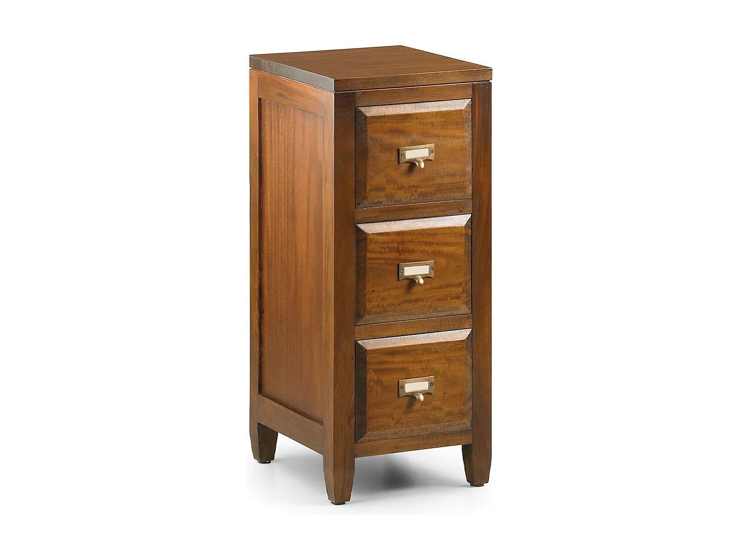 Rangement 3 tiroirs coloniale en bois d'acajou massif Falkane 30cm