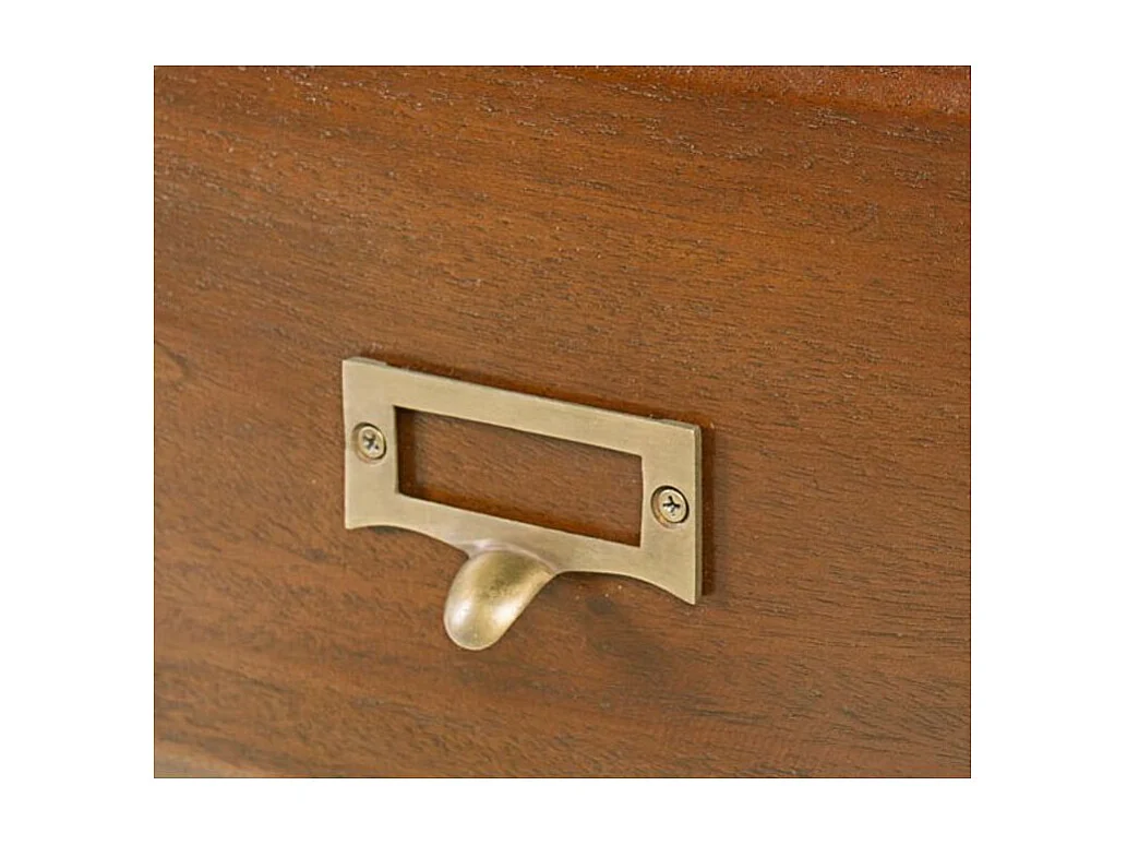 Rangement 3 tiroirs coloniale en bois d'acajou massif Falkane 30cm