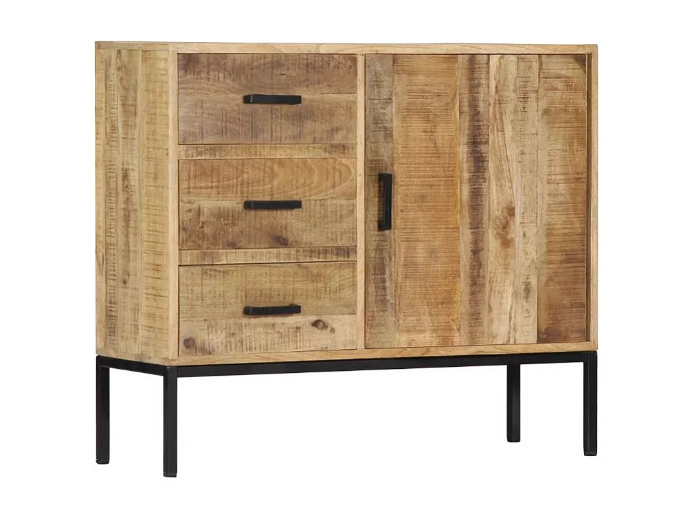 Commode 1 porte 3 tiroirs et pieds métal noir Maneci