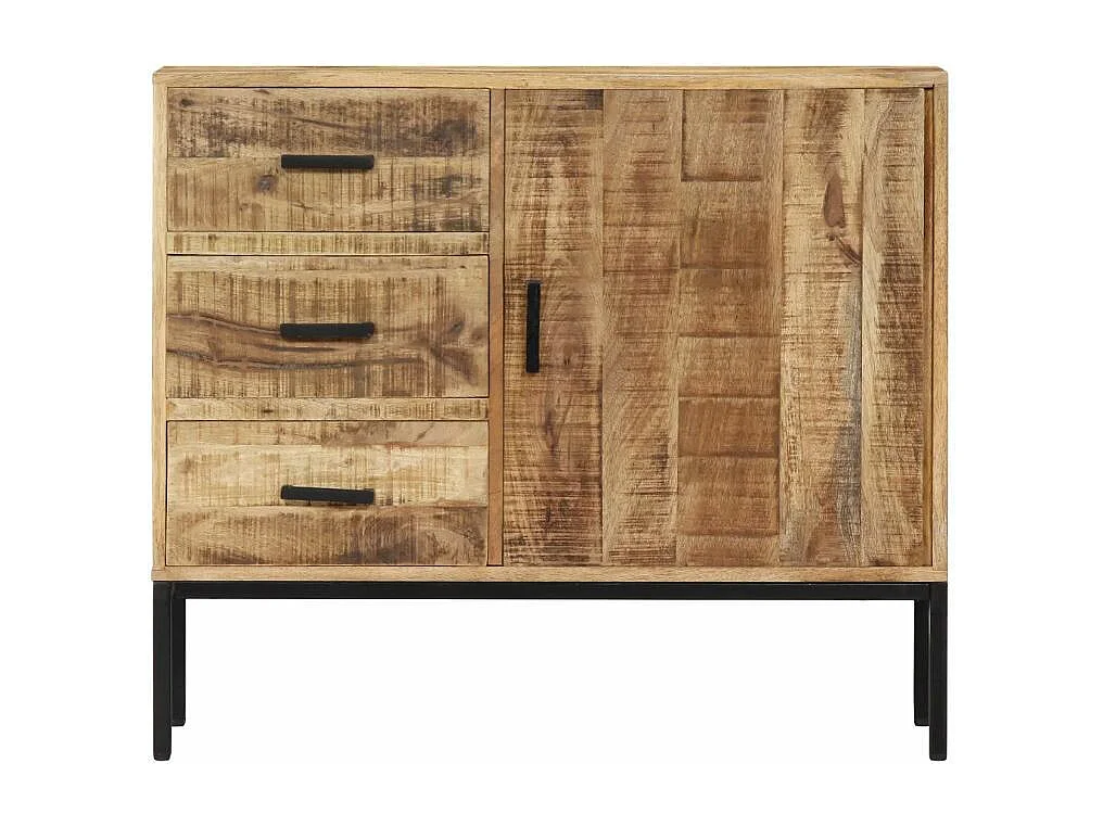 Commode 1 porte 3 tiroirs et pieds métal noir Maneci